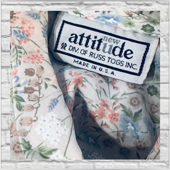 Vintage New Attitude Floral Button Down Shirt Pastel Tie Neck Size 18 Women’s - Picture 6 of 10